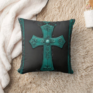 Coussin Turquoise Religieux Christian Western Pays Croix