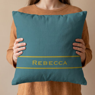 Coussin Turquoise Rétro Couleur Uni Monogramme