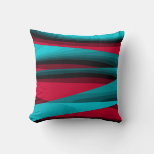 Coussin Turquoise-rouge Abstrait