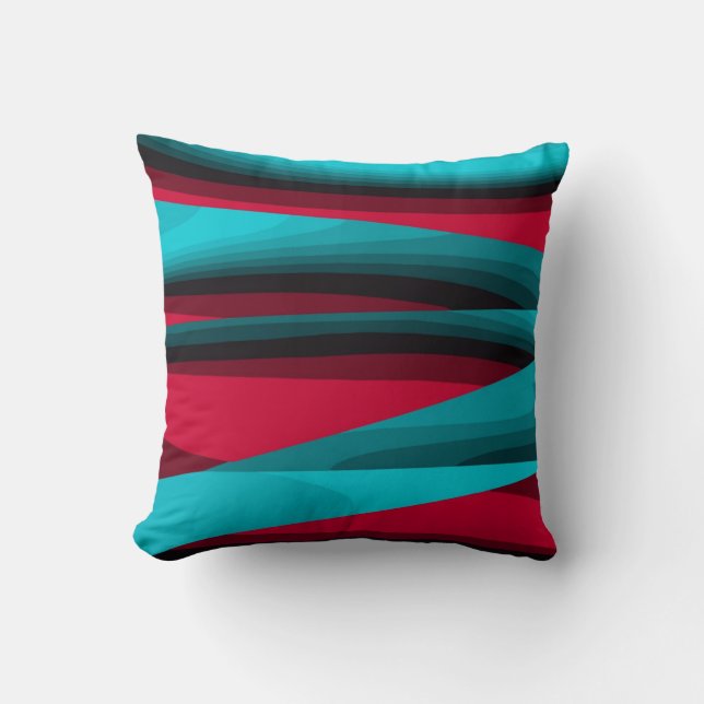 Coussin Turquoise-rouge Abstrait (Recto)