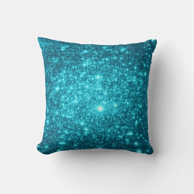 Coussin Turquoise Stars Astral Parties scintillant (Recto)
