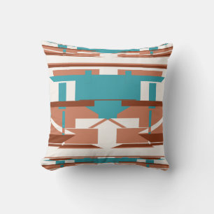 Coussin Turquoise Terracotta rouille Blanc Mosaïque sud-ou