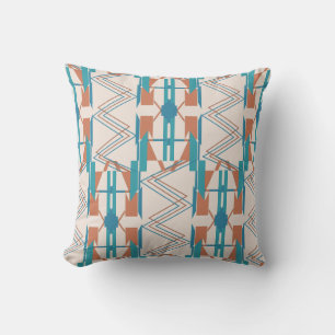 Coussin Turquoise Turquoise Orange Beige Grande mosaïque Z