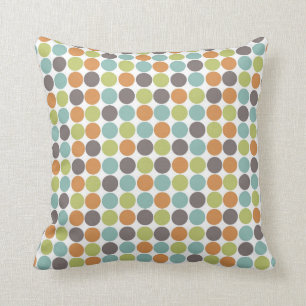 Coussin Turquoise Vert Brûlé Orange Taupe Brown Pois