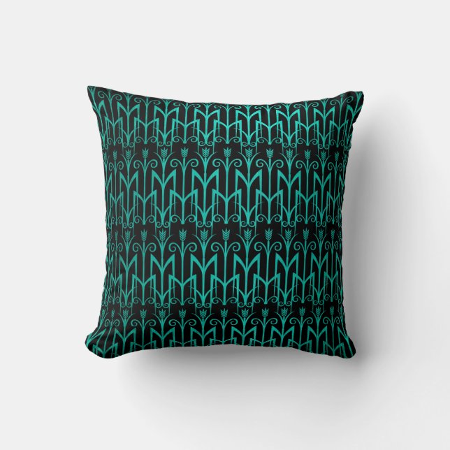 Coussin Turquoise vert égyptien Grass couleur Art Déco (Recto)