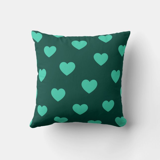 Coussin Turquoise Vert Moderne Romantique Chic Coeur  (Verso)