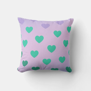 Coussin Turquoise Vert Moderne Romantique Chic Coeur