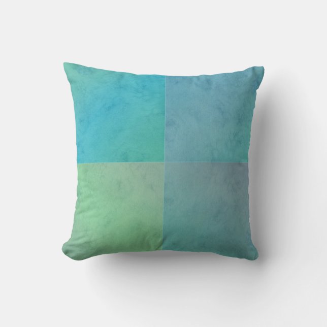 Coussin Turquoise Vert Motif Géométrique à l'Aquarelle Art (Recto)