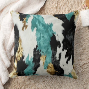 Coussin Turquoise Vert Or Noir Blanc
