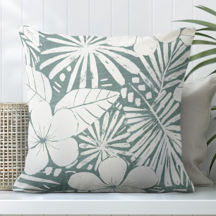 Coussin Turquoise Vert Tropical Feuilles Jeu d'oreiller