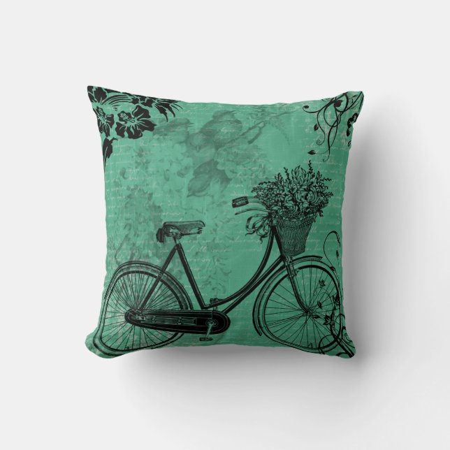 Coussin turquoise vintage de bicyclette (Recto)