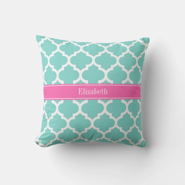 Coussin Turquoise Wht Moroccan #5 Hot Pink2 Nom Monogram (Recto)