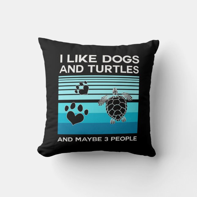 Coussin Turtle Lover | J'Aime Les Chiens Et Les Tortues (Recto)