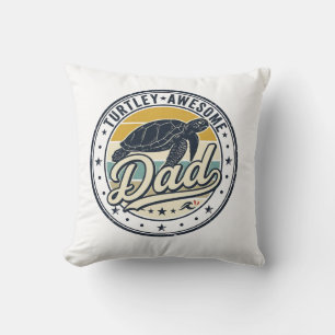 Coussin Turtley Super Papa Design de T-Shirt Vintage Tortu
