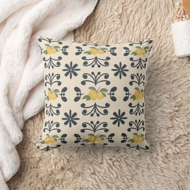 Coussin Tuscan Lemon Grove Réversible Citron & Rayure (Couverture)