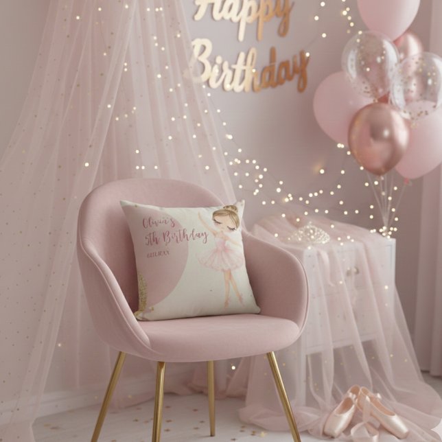 Coussin Tutu Pink Ballerina Ballet Dancer Girl Birthday (Créateur téléchargé)
