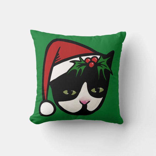 Coussin Tuxedo Chat Joyeux Noël (Recto)