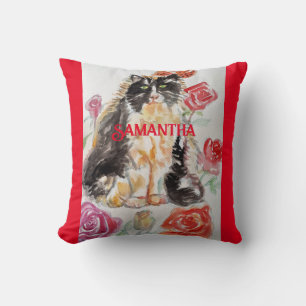 Coussin Tuxedo Chat Noir et Blanc Enfants Nom Décoration