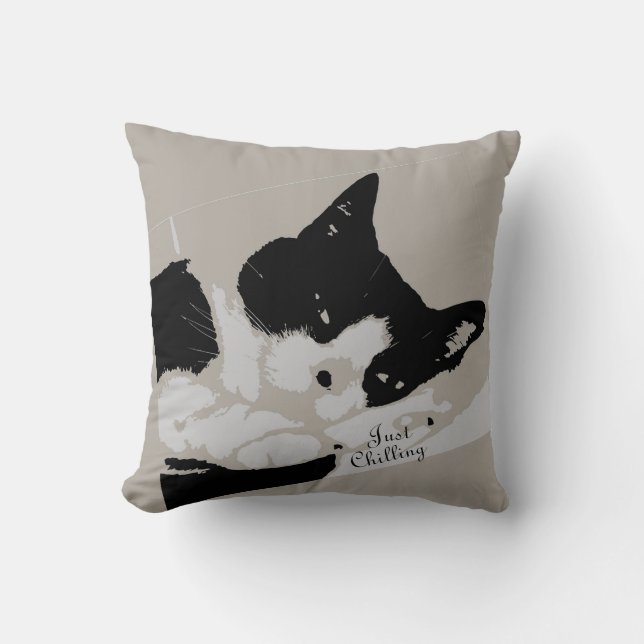 Coussin Tuxedo Chilling de chat (Recto)