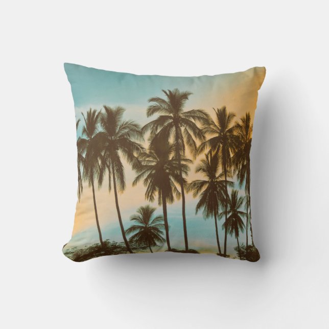 Coussin Twilight Tropical : Cocout Palm Silhouette (Recto)