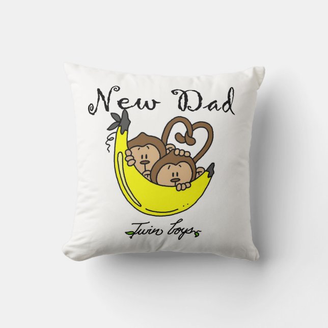 Coussin Twin Boys Singes Nouveau Papa Cadeaux (Recto)