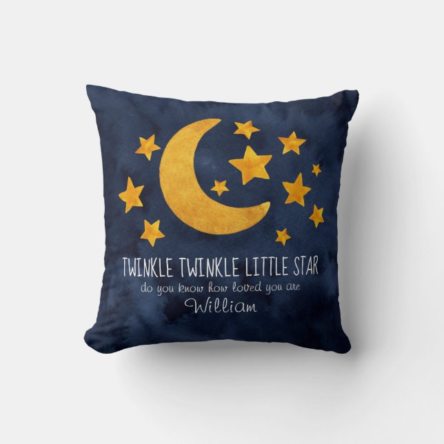 Coussin Twinkle personnalisé Little Star Moon & Stars (Recto)