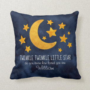 Coussin Twinkle personnalisé Little Star Moon & Stars