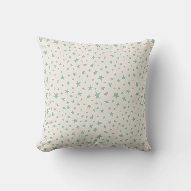 Coussin Twinkle Stars sarcelle et crème poussiéreuses (Recto)