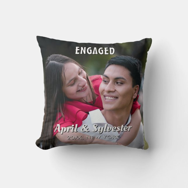 Coussin Two Hearts One Love Personalized Engagement Photo  (Recto)