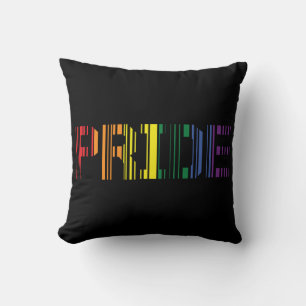 Coussin Typographie à balayage arc-en-ciel de fierté