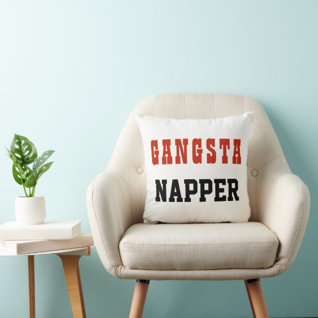 Coussin Typographie amusante GANGSTA NAPPER (Chaise)