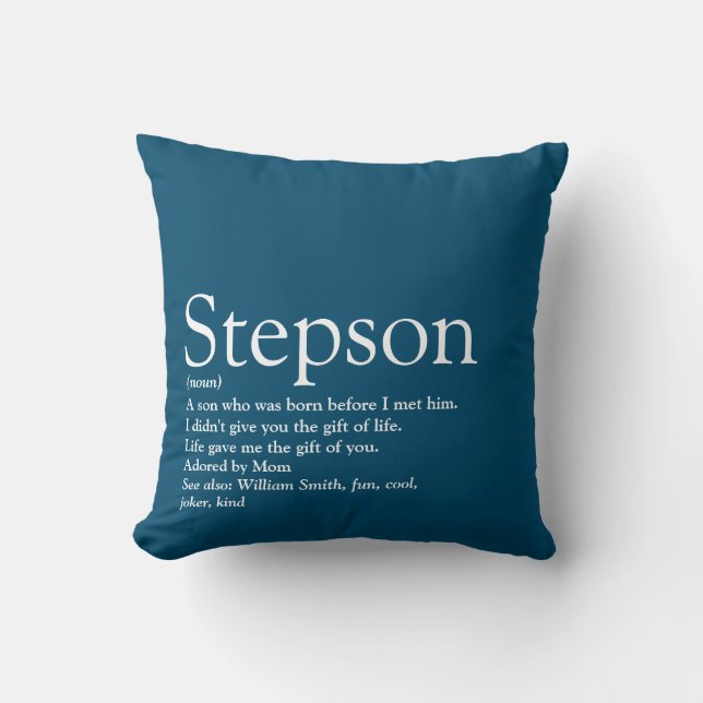 Coussin Typographie amusante moderne de beau-fils bleu (Recto)
