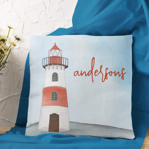 Coussin Typographie aquarelle Phare personnalisé