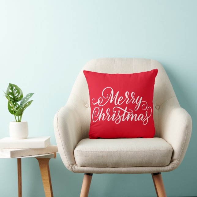 Coussin Typographie blanche Joyeux Noël (Chaise)