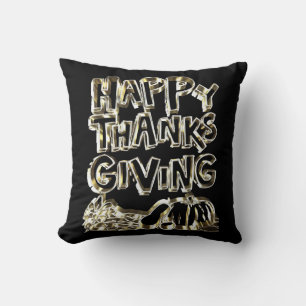 Coussin Typographie bon thanksgiving Citrouille de récolte