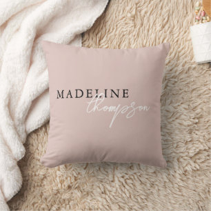 Coussin Typographie Chic Pale Rose Beige Script