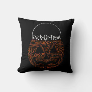 Coussin Typographie Citrouille Halloween Orange Noir