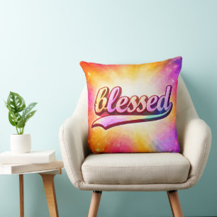 Coussin Typographie colorée inspirante bénie