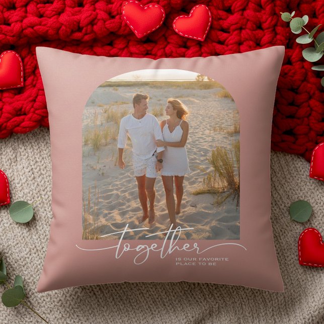 Coussin Typographie Couple Saint-Valentin Rose Pâle Ensemb (Créateur téléchargé)