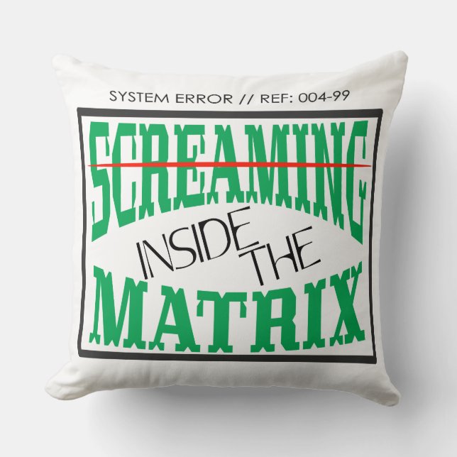 Coussin Typographie Cyberpunk Glitch Art Criant à l'Intéri (Recto)