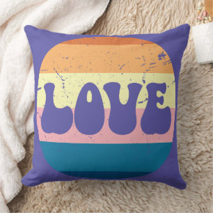 Coussin Typographie D'Amour Rétro Sur Les Rayures De Couch