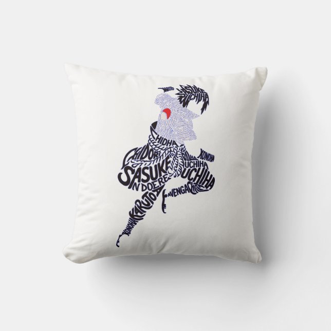 Coussin Typographie d'anime Sasuke (Recto)