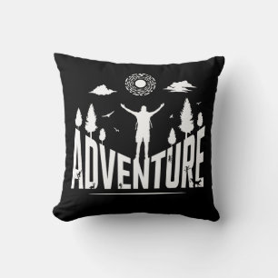 Coussin Typographie d'aventure Art blanc