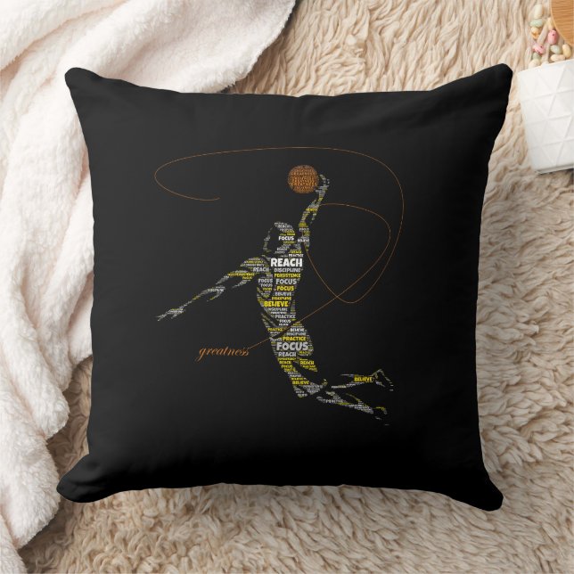 Coussin Typographie de basketball de grandeur (Couverture)