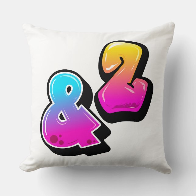 Coussin Typographie de bulle de dégradé esperluette et num (Recto)