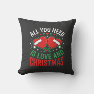 Coussin Typographie de chapeau de Père Noël d'amour de Noë