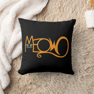Coussin Typographie de chat MEOW ORANGE