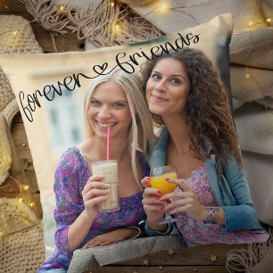 Coussin Typographie de cœur d'amour d'amis pour toujours C