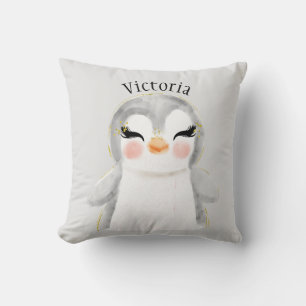 Coussin Typographie de l'aquarelle du pingouin