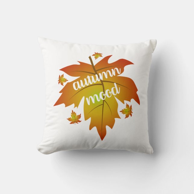 Coussin Typographie de l'humeur d'automne feuille d'érable (Recto)